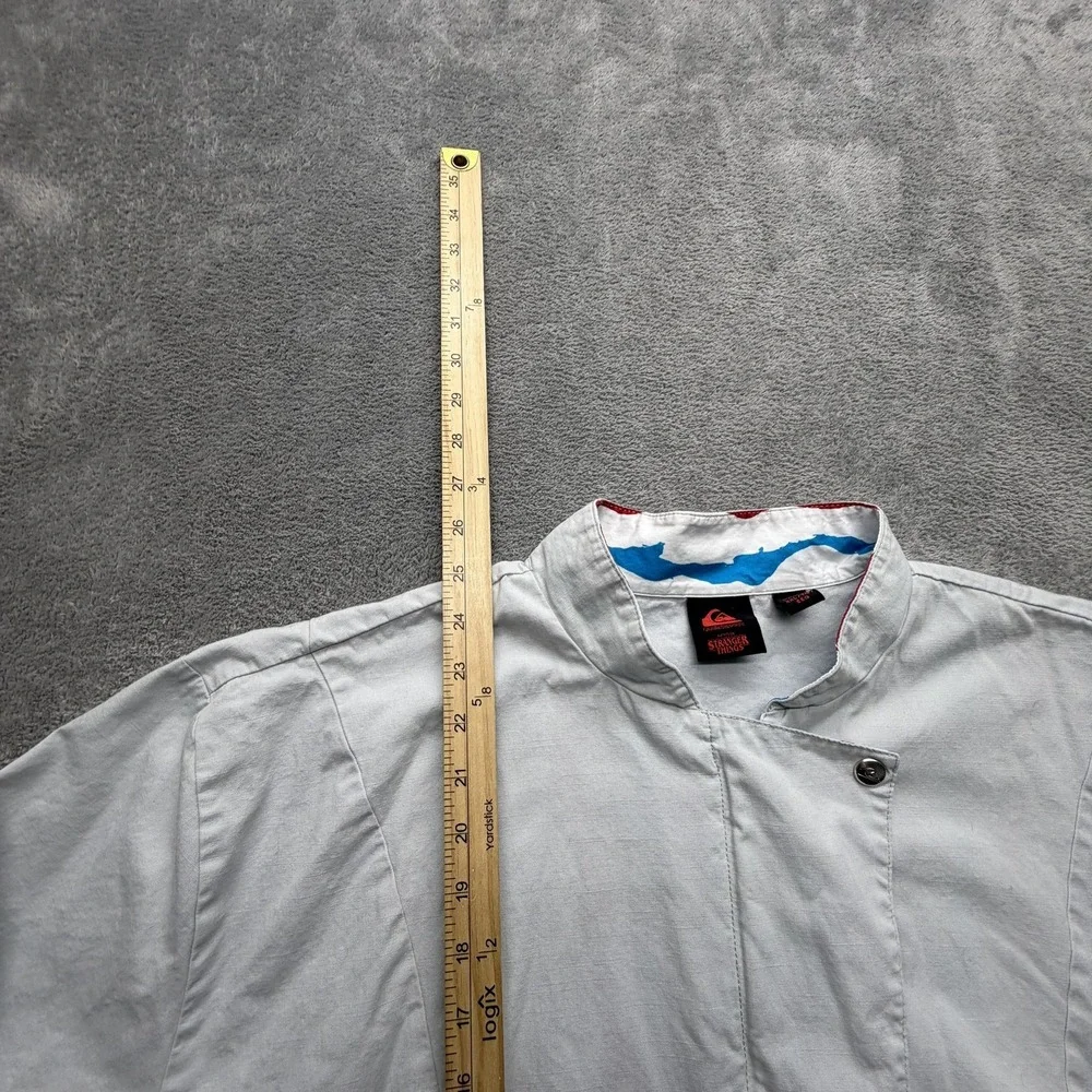 Quiksilver Jacket Mens 2XL Gray Bomber Collared Lined Stranger Things‎ Logo